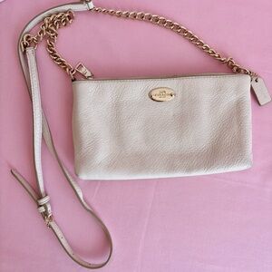 Coach 2015 Nolita Chalk White Leather Crossbody Bag with Gold Chain F52709
